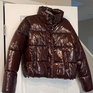 Womens Noize Coco Crop Puffer Jacket - Dark Brown